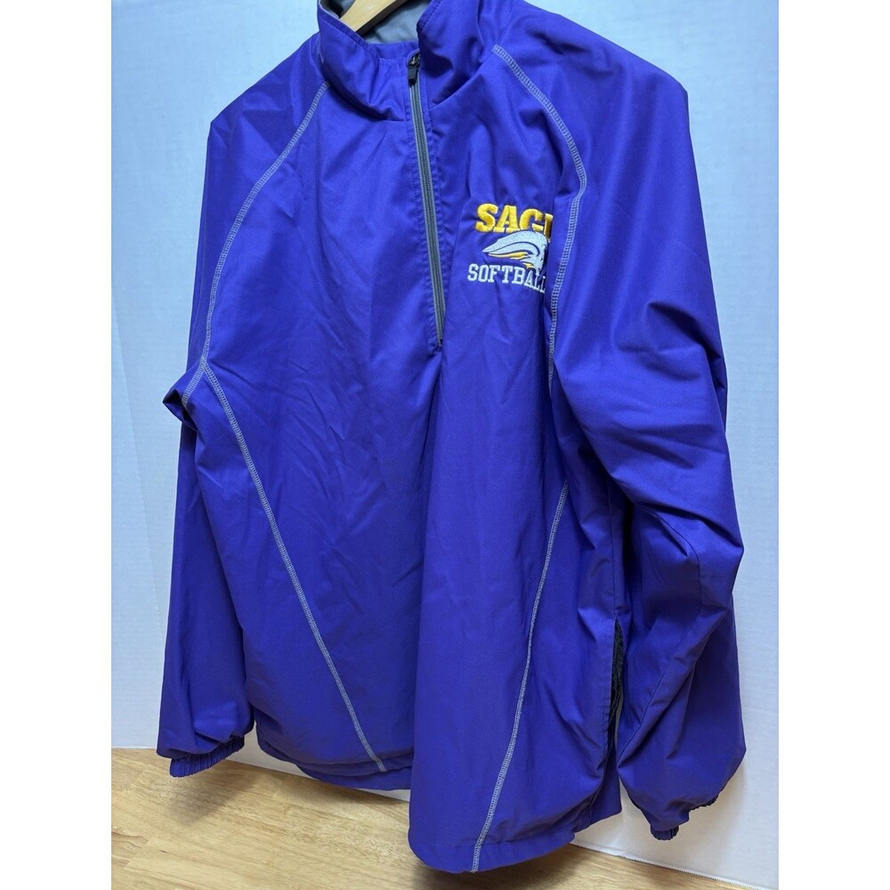 Mizuno SAGU Jacket Woman’s Size L Pull Over 1/4 Zip Collage Purple Softball Rain